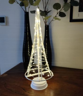 Batteri juletræ hvid med sølvlyskæde 42 cm 85 lys